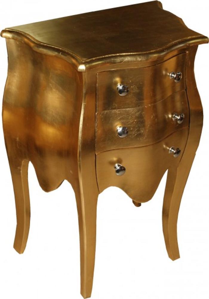 Casa Padrino Barock Kommode Gold H 70 cm, B 50 cm Mod2 - Nachttisch Schrank mit 3 Schubladen Bild 1