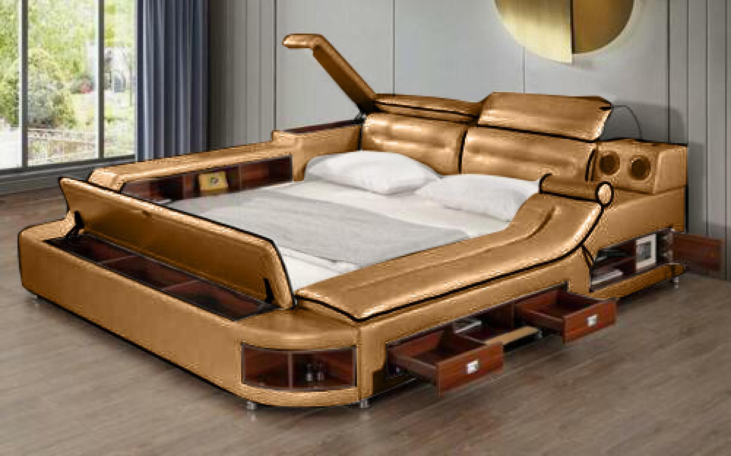 Luxus Bett Leder Betten 180x200 Bild 1