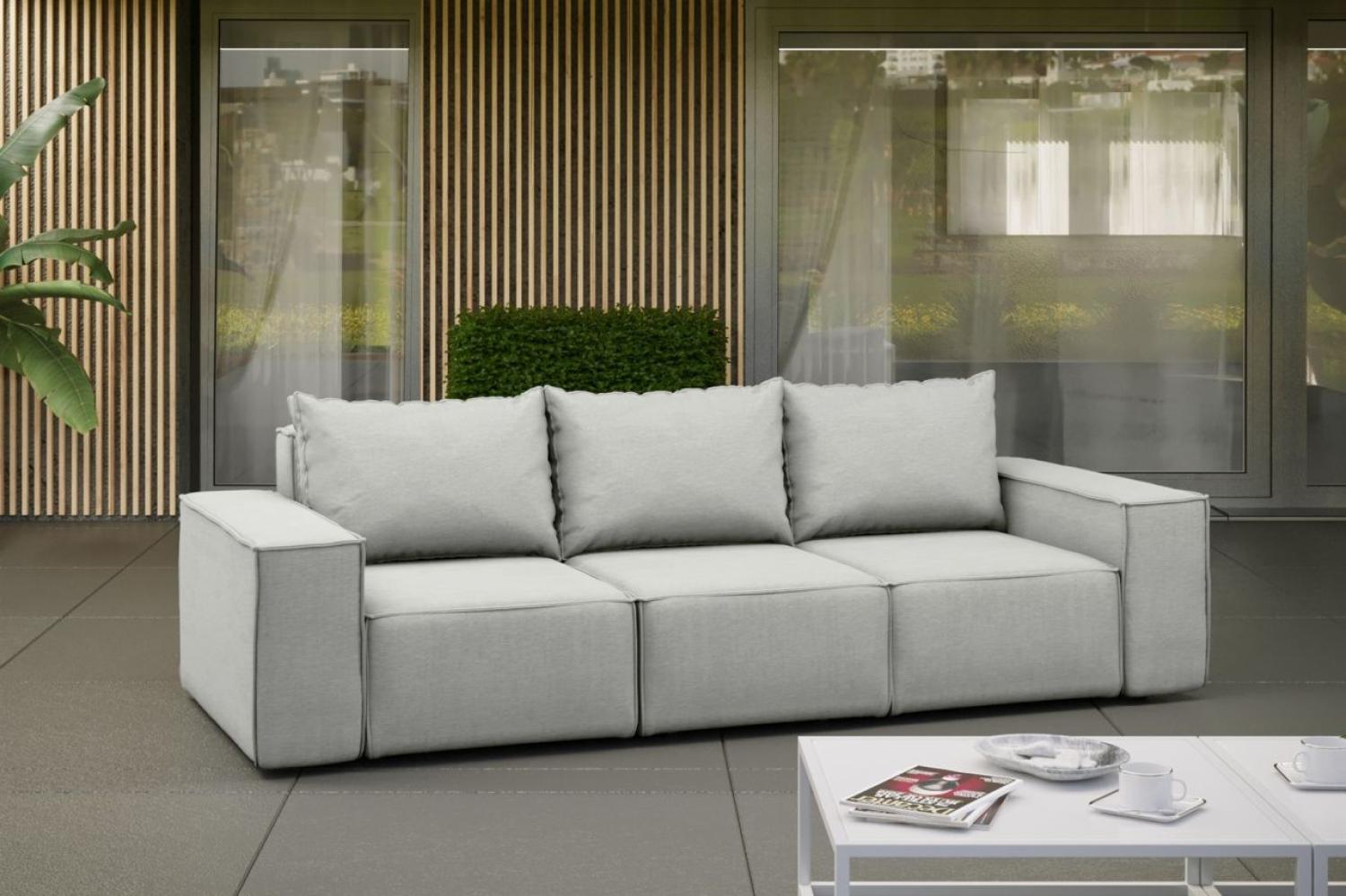 Gartensofa Loungesofa Sofa 3-Sitzer GARDENT wetterfester Stoff NXL Hellgrau Bild 1