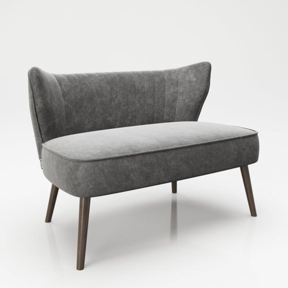 PLAYBOY - Sofa "KELLY" gepolsterter Loveseat mit Rückenlehne, Samtstoff in Grau mit Massivholzfüsse Bild 1