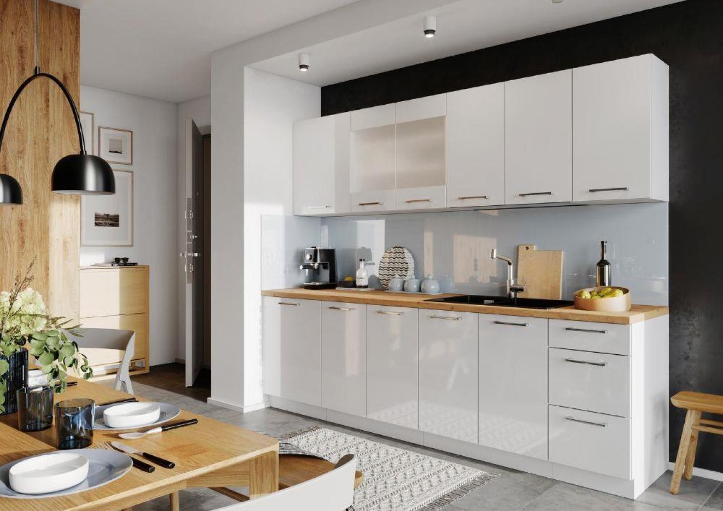 Küchenzeile Einbauküche Mit Erweiterungen Vita Weiss Glanz 260 Cm #L22218 Bild 1