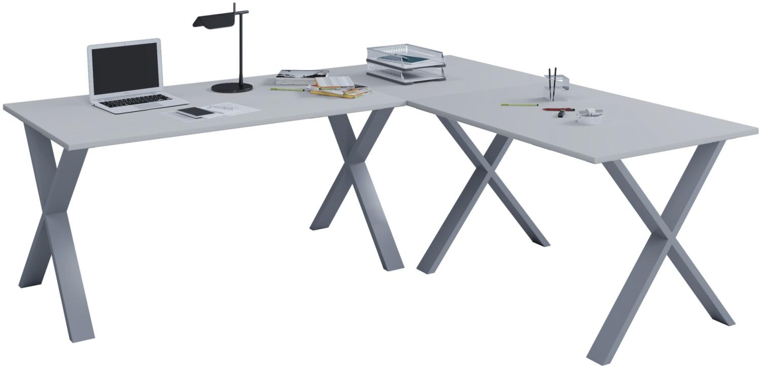 Eckschreibtisch Computer Schreibtisch Arbeitstisch PC Tisch Bürotisch grau Bild 1