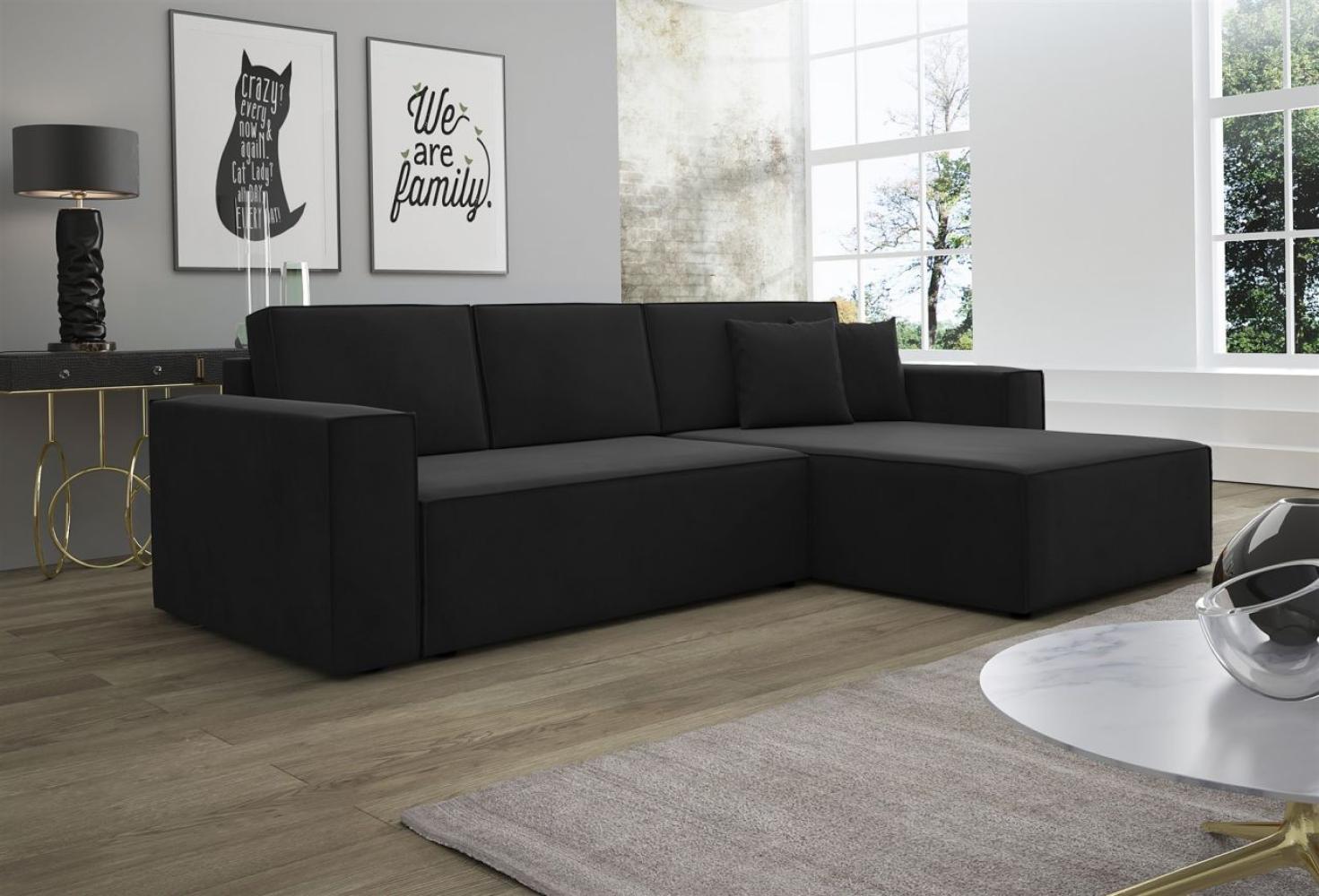 Ecksofa Schlafsofa Sofa CONOR PREMIUM Stoff Kronos Anthrazit Ottomane Rechts Bild 1