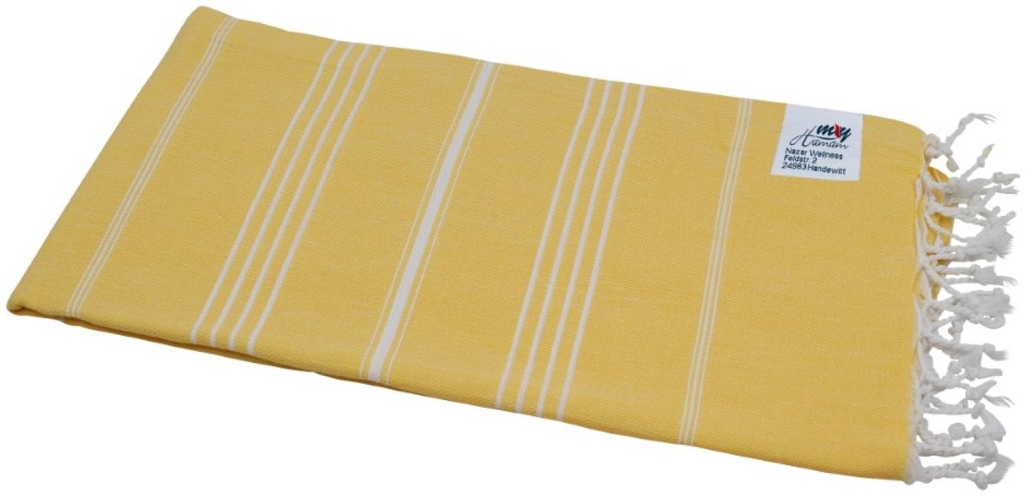 Hamamtuch Sultan gelb mit weißen Streifen ca. 100x180 cm Bild 1