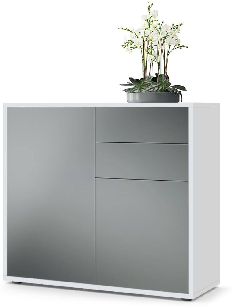 Vladon Sideboard Ben, Kommode mit 2 Türen und 2 Schubladen, Weiß matt/Graphit Seidenmatt (79 x 74 x 36 cm) Bild 1