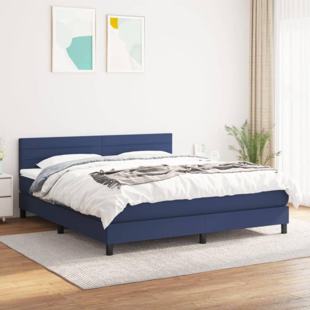 Boxspringbett mit Matratze Blau 180x200 cm Stoff (Farbe: Blau) Bild 1