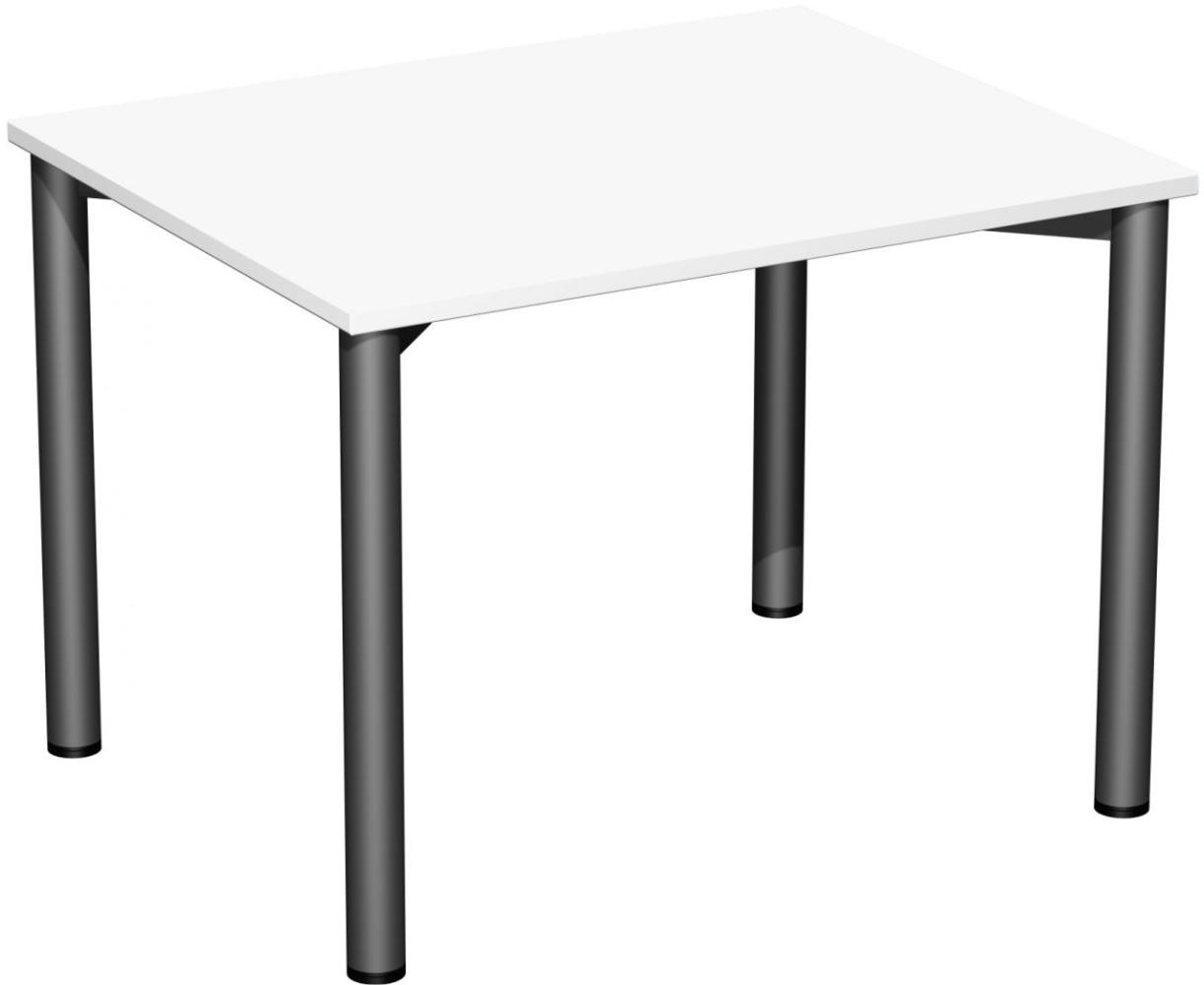 Schreibtisch '4 Fuß Flex', feste Höhe 100x80cm, Weiß / Anthrazit Bild 1