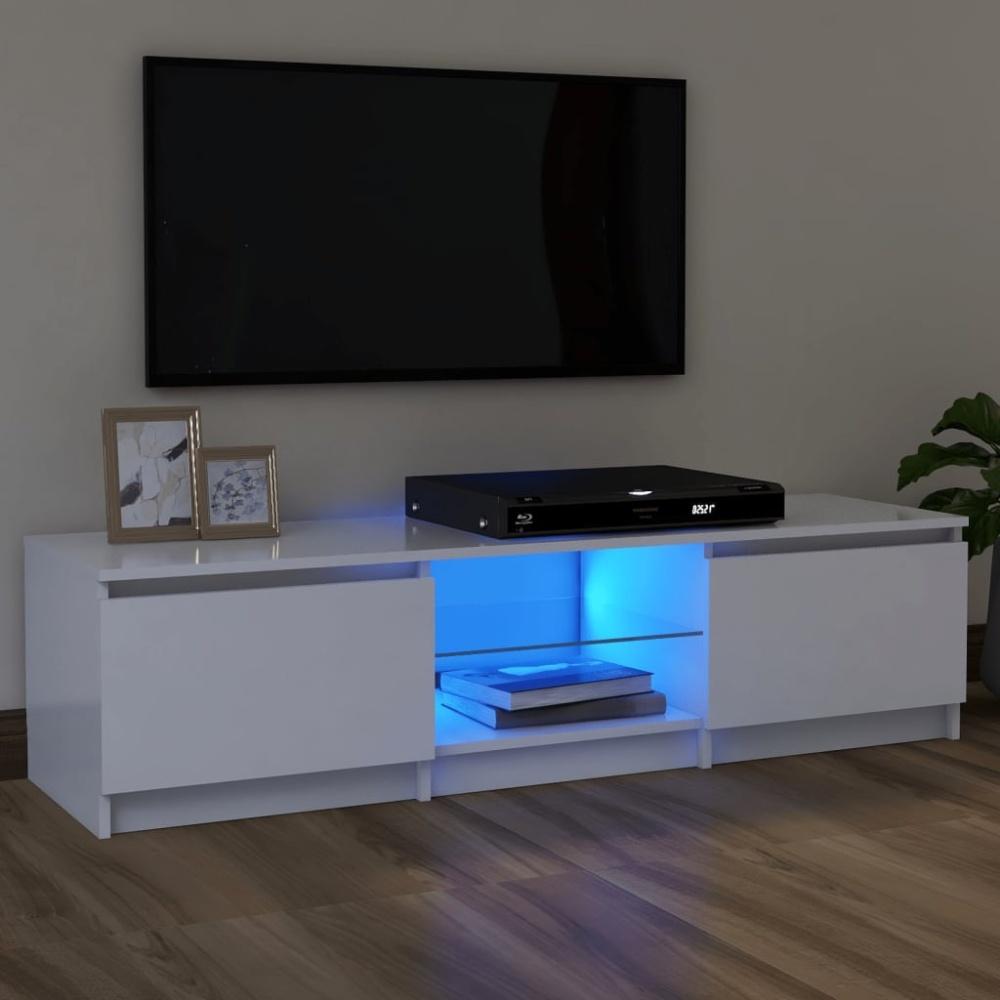 TV-Schrank mit LED-Leuchten Weiß 120x30x35,5 cm Bild 1