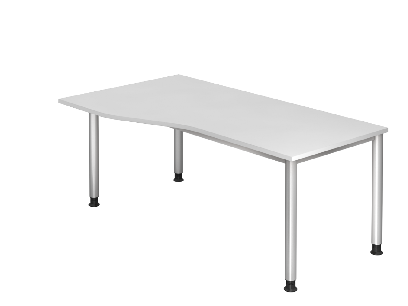 Schreibtisch HS18 4-Fuß rund 180x100 / 80cm Weiß Gestellfarbe: Silber Bild 1