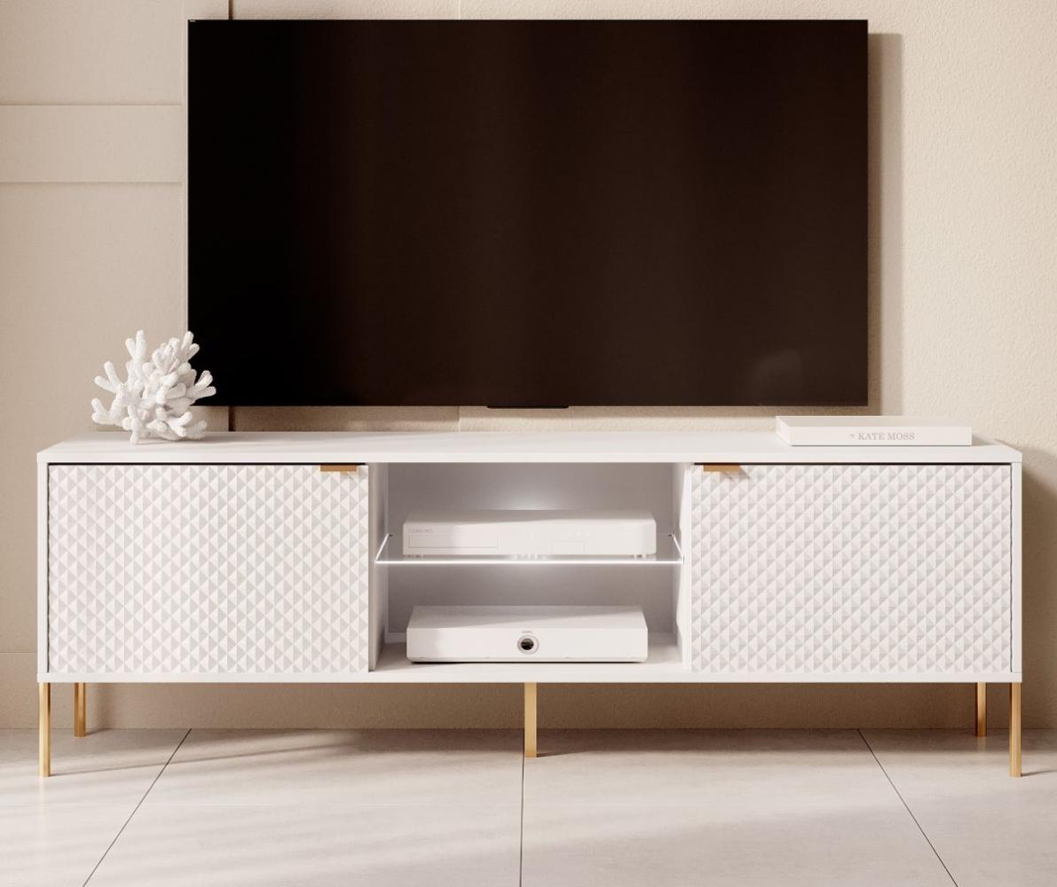 TV-Lowboard Rubin in weiß Glanz mit 3-D Struktur 153 cm Bild 1