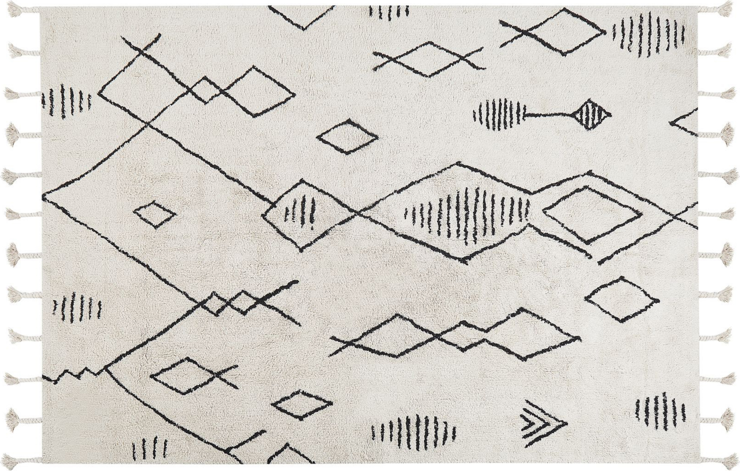 Teppich Baumwolle weiß schwarz 140 x 200 cm Kurzflor KEBIR Bild 1