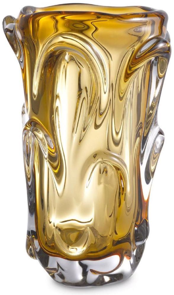 Casa Padrino Luxus Glas Vase Gelb Ø 20 x H. 31 cm - Moderne Deko Blumenvase - Deko Accessoires - Luxus Kollektion Bild 1