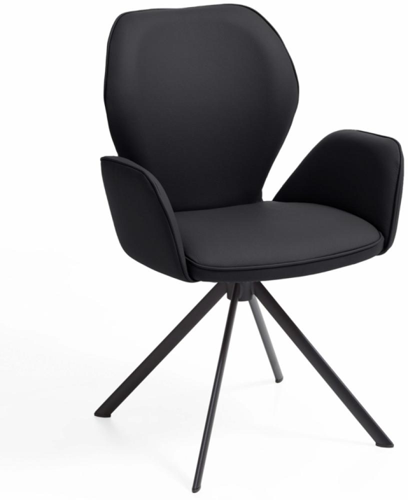Niehoff Sitzmöbel Colorado Trend-Line Design-Armlehnenstuhl Eisen/Leder - 180° drehbar Napoli schwarz Bild 1