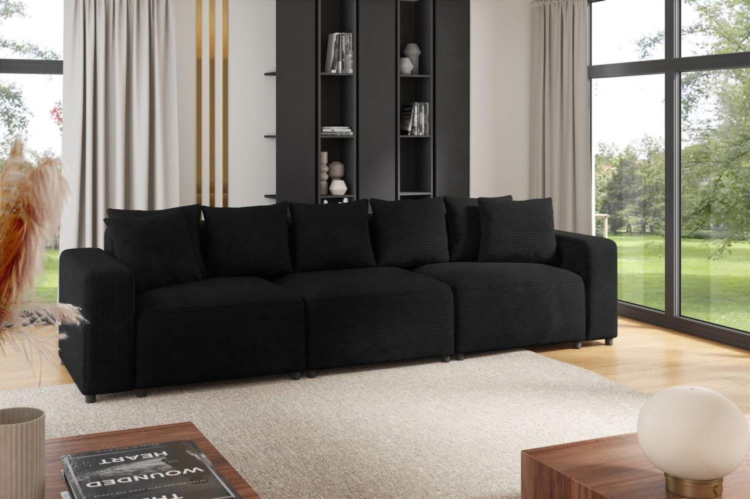 Sofa Designersofa Bigsofa MEGAN 3-Sitzer in Stoff Poso Schwarz Bild 1