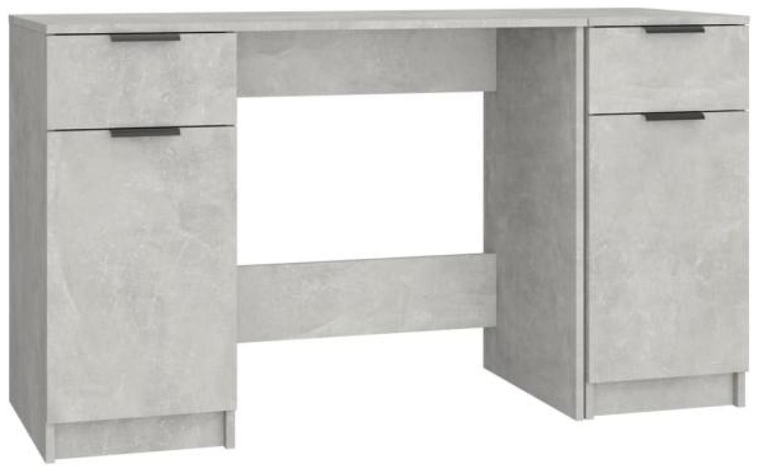Schreibtisch mit Beistellschrank Betongrau Holzwerkstoff Bild 1