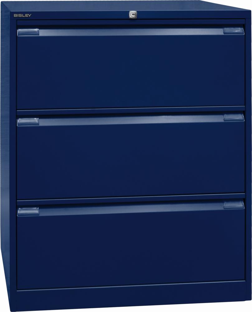 Bisley Hängeregistraturschrank, doppelbahnig, DIN A4, 3 HR-Schubladen, Farbe oxfordblau Bild 1