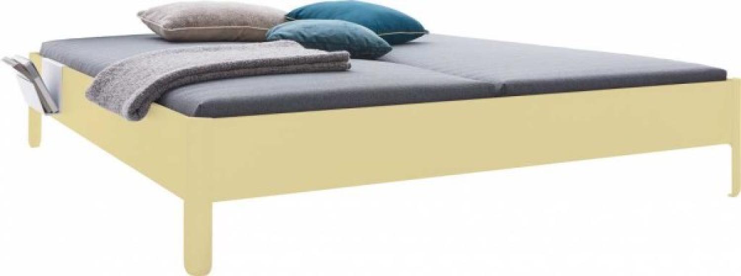 NAIT Doppelbett farbig lackiert Wachsgelb 140 x 210cm Ohne Kopfteil Bild 1