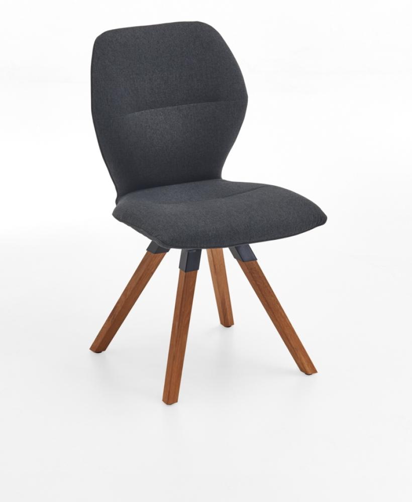 Niehoff Sitzmöbel Merlot Design-Stuhl Stativ-Gestell Massivholz/Stoff Venice 180° Drehbar mit Rückho Graphit Eiche Massiv Bild 1