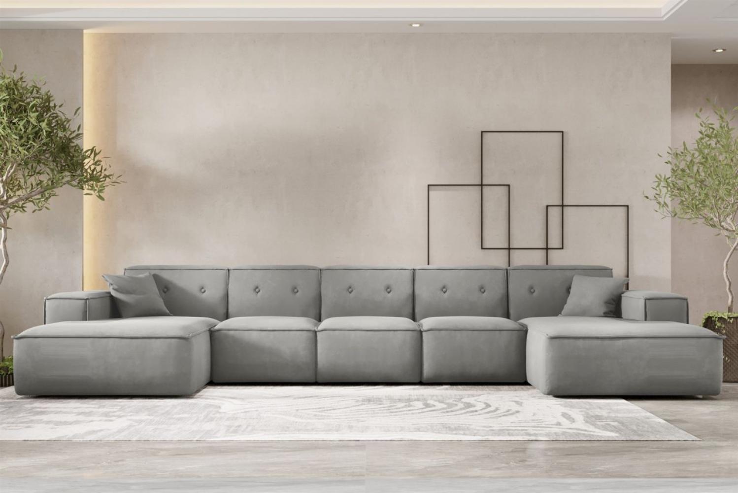 Wohnlandschaft Sofa U-Form CESINA XL in Stoff Opera Velvet Steingrau Bild 1