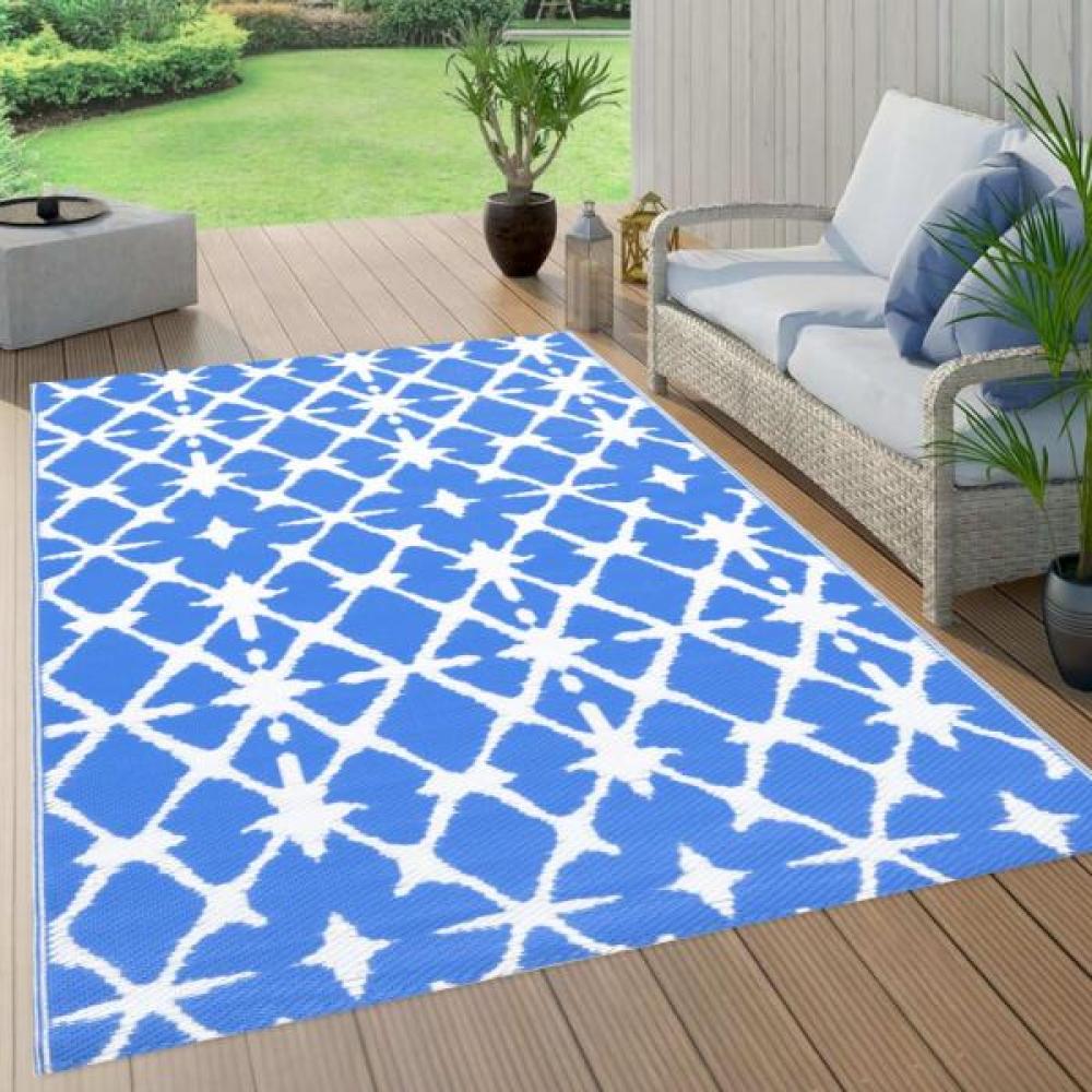 Outdoor-Teppich Blau und Weiß 120x180 cm PP Bild 1