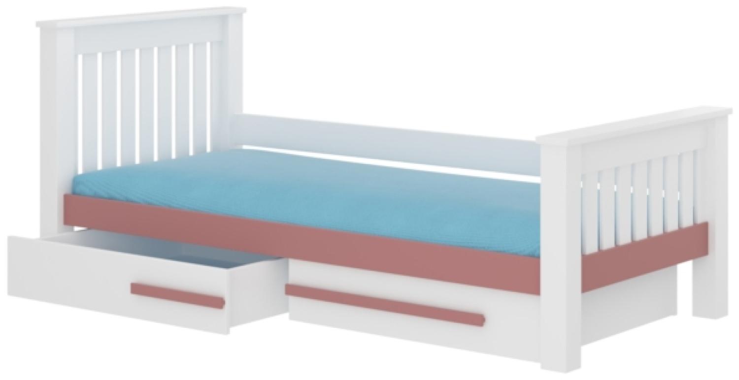 Kinderbett ODILO + Matraze, 90x190, weiß/rosa Bild 1