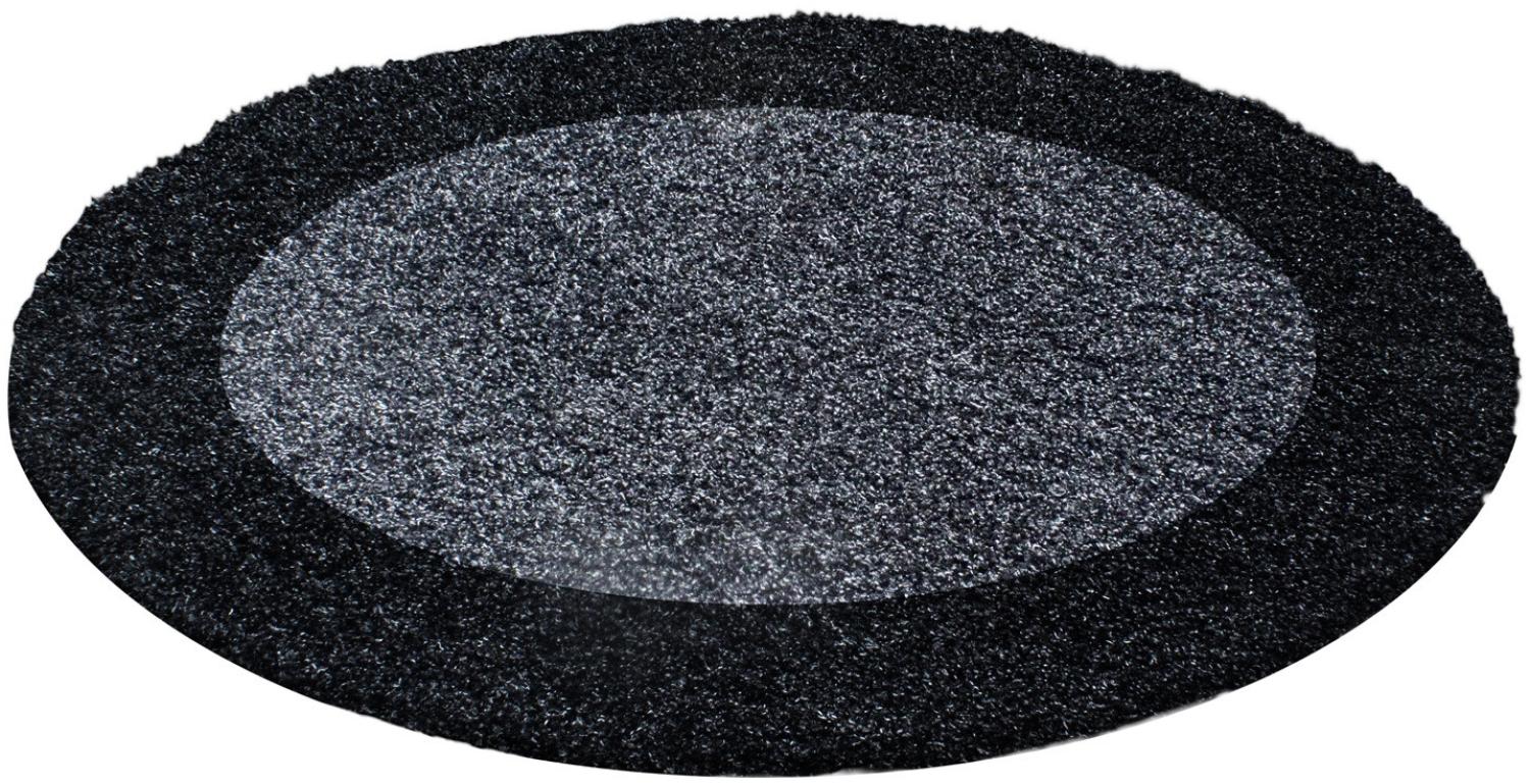 Hochflor Teppich Lux rund - 120 cm Durchmesser - Grau Bild 1