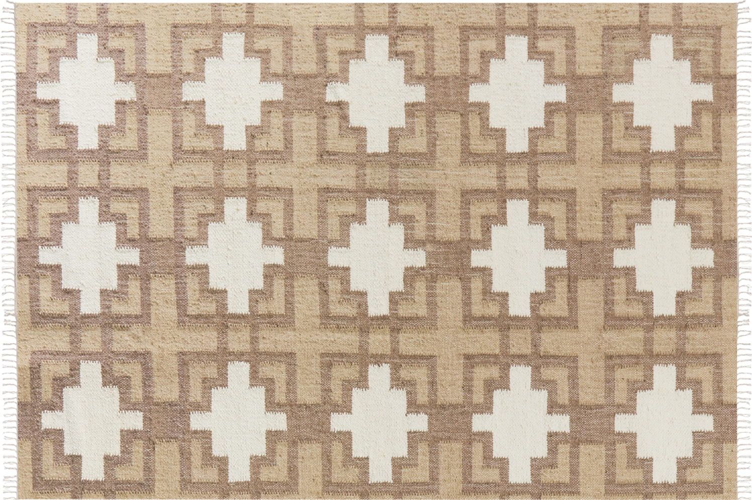 Teppich Jute beige 160 x 230 cm geometrisches Muster Kurzflor KONURTAY Bild 1