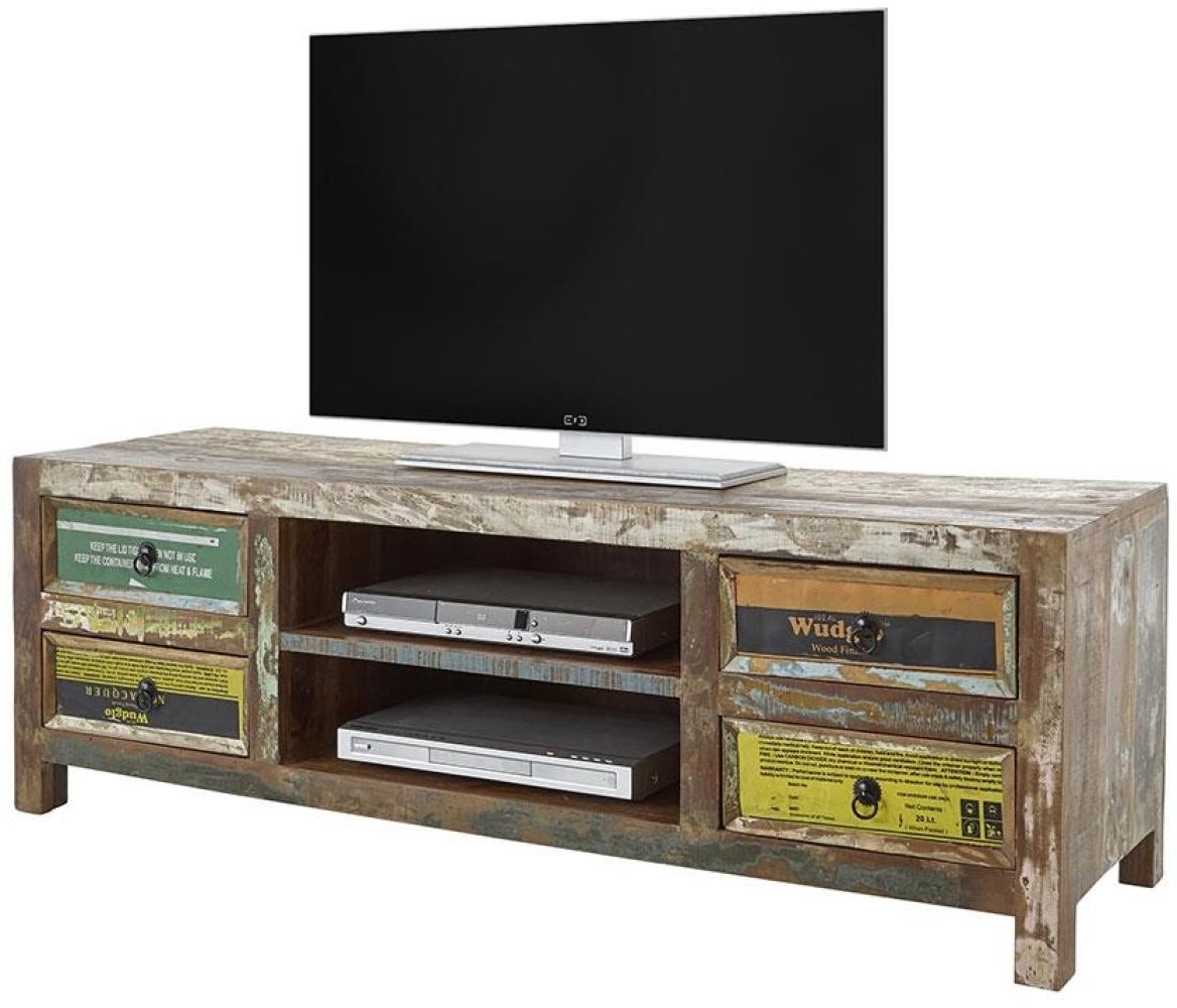 TV Lowboard BANKA recyceltes Altholz mit Schubkästen 150 cm Bild 1