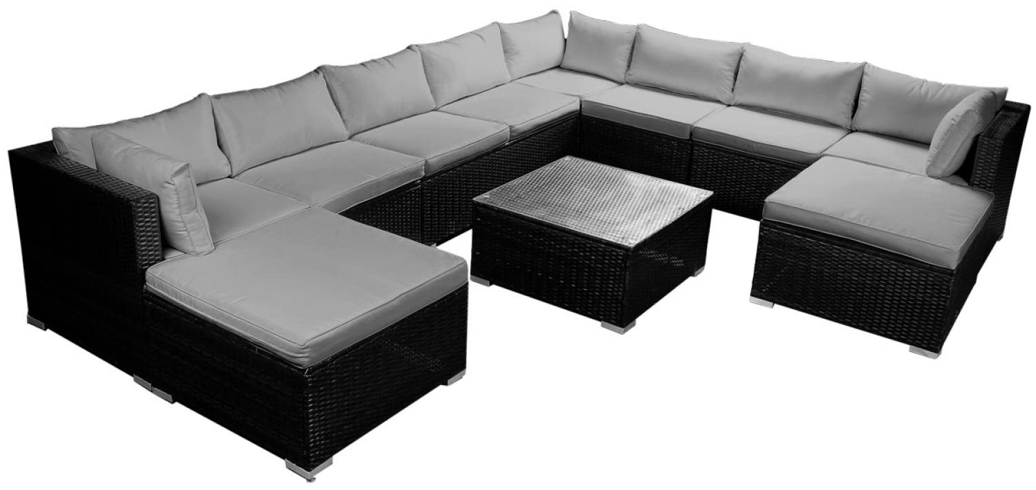 BRAST Gartenmöbel Lounge Sofa Couch Set Freedom Schwarz Poly-Rattan für 9 Personen Bild 1