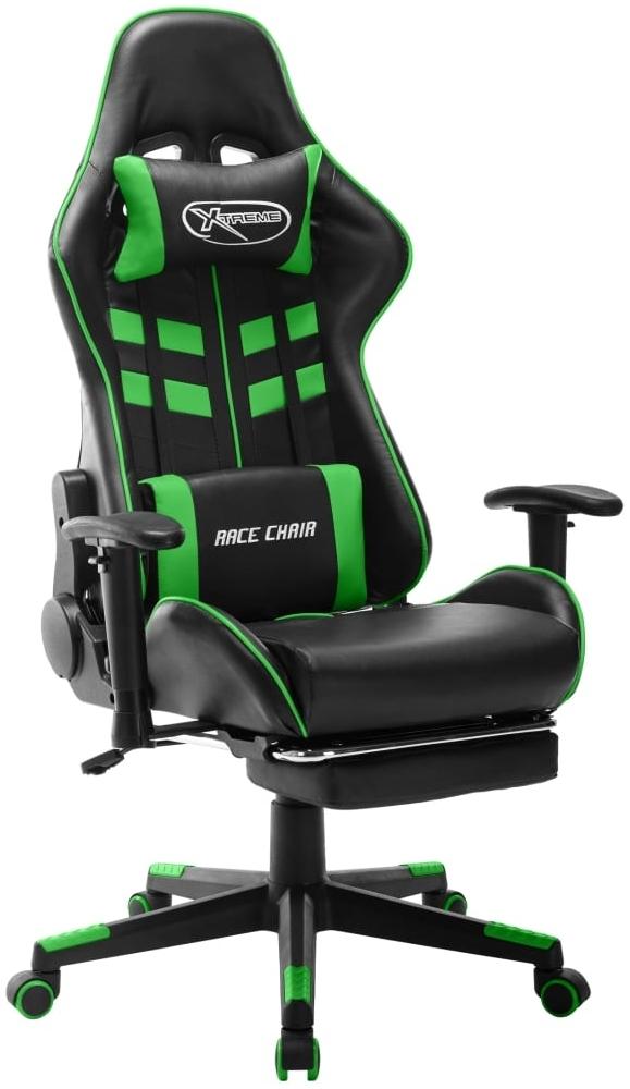 vidaXL Gaming-Stuhl mit Fußstütze Schwarz und Grün Kunstleder [20513] Bild 1