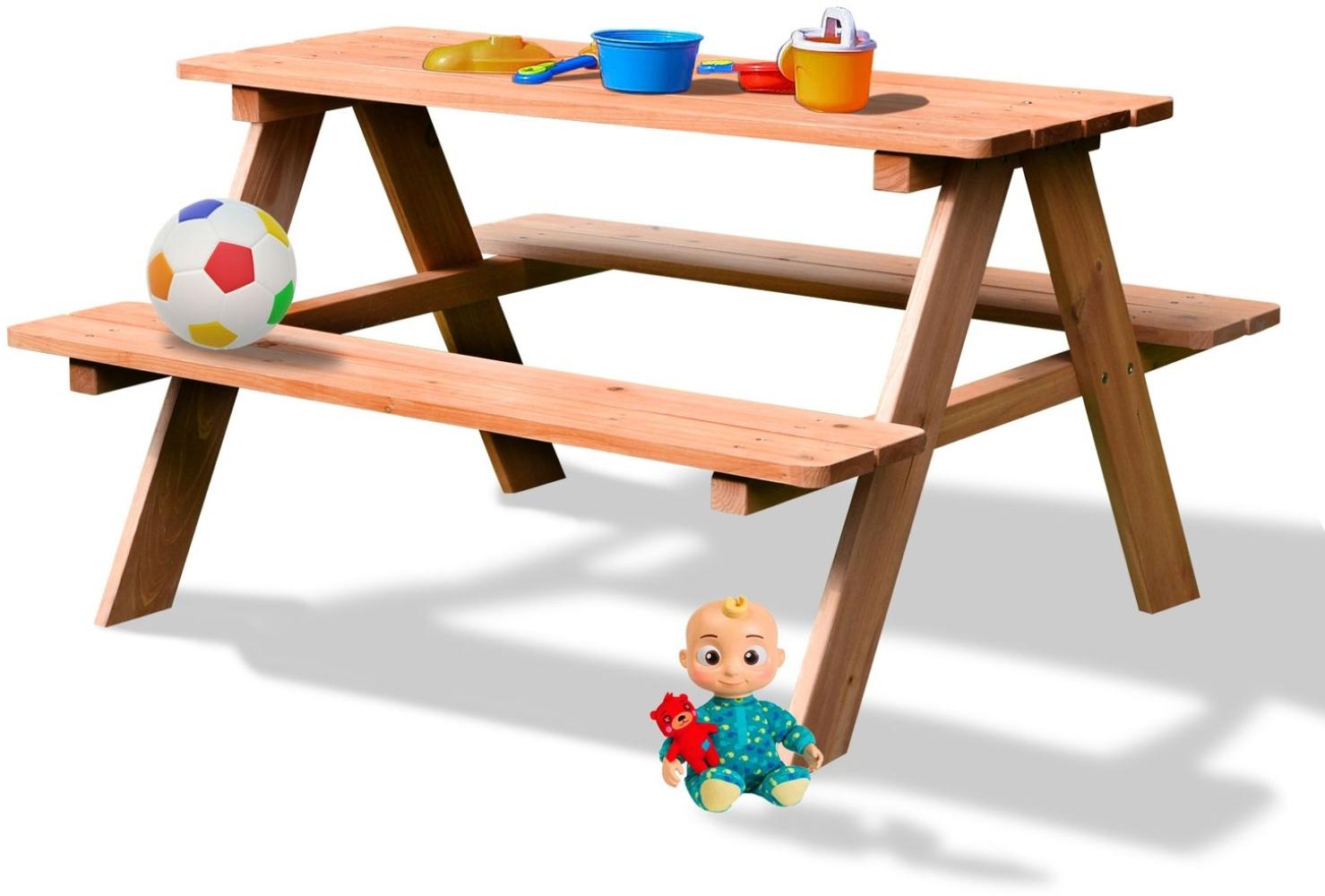 Coemo Picknicktisch Holz Kinder Sitzgruppe Gartentisch Sitzgarnitur Braun Bild 1