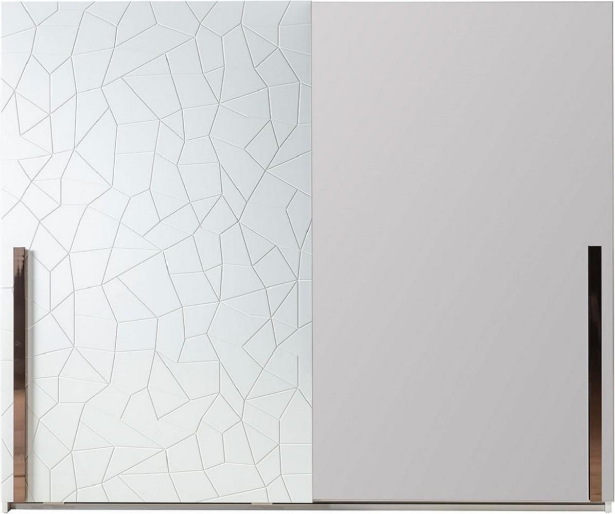 Casa Padrino Luxus Schlafzimmerschrank Weiß / Kupferfarben 260 x 70 x H. 220 cm - Massivholz Kleiderschrank mit 2 Schiebetüren - Luxus Schlafzimmer Möbel Bild 1