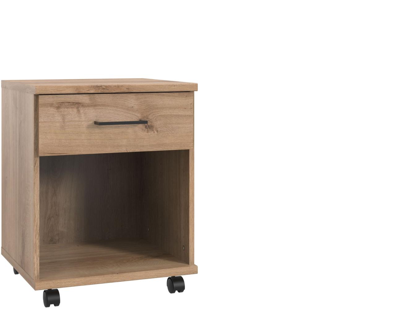 Rollcontainer >HOME DESK< in Plankeneiche Nachbildung - 46x58x40cm (BxHxT) Bild 1