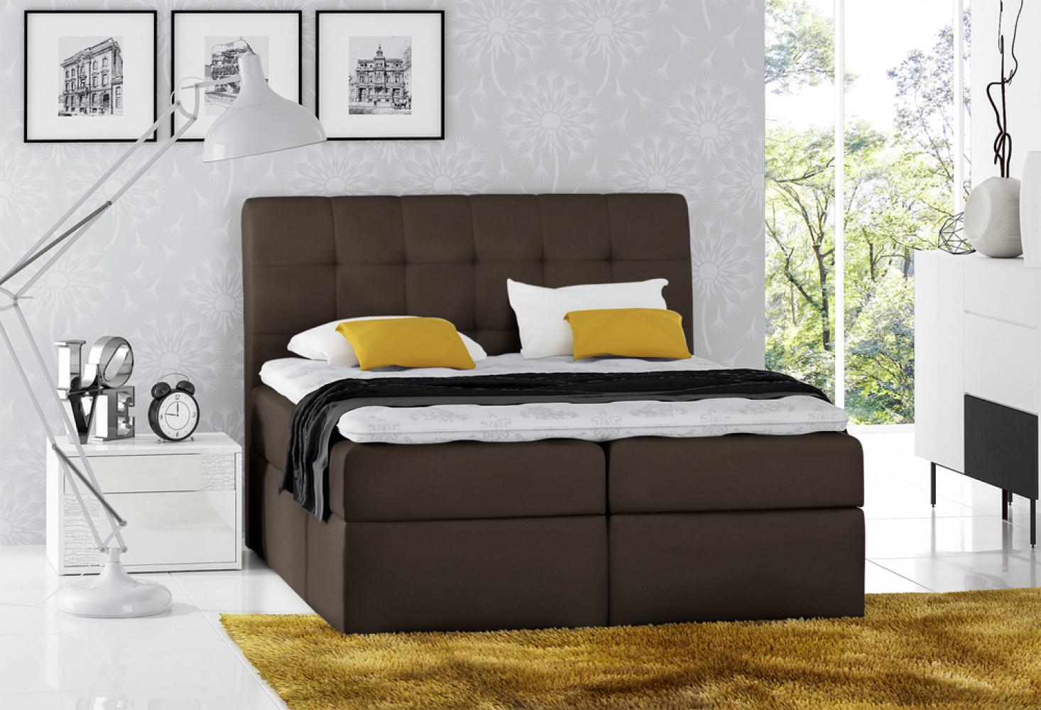 Stylefy 'Bagira' Boxspringbett Velours Braun 200 x 200 cm Bild 1