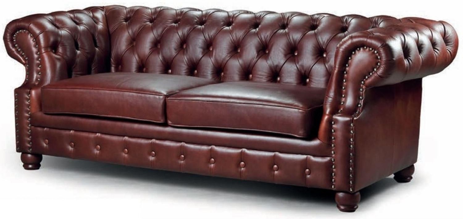 Casa Padrino Luxus Chesterfield Echtleder 2er Sofa Dunkelbraun 167 cm Bild 1