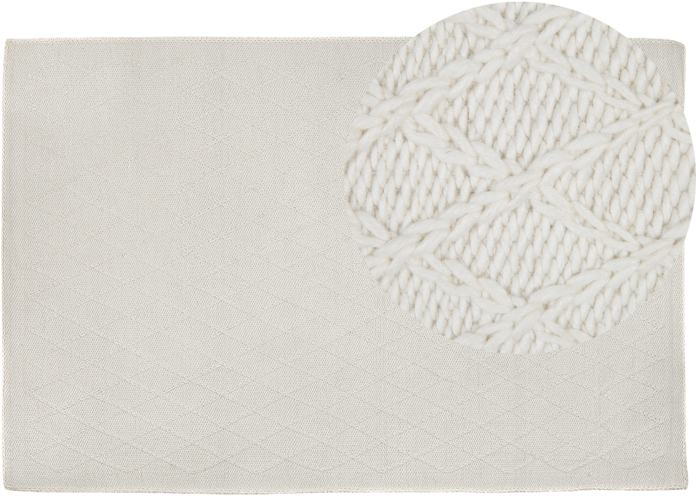 Teppich Wolle cremeweiß 160 x 230 cm Kurzflor ERZIN Bild 1