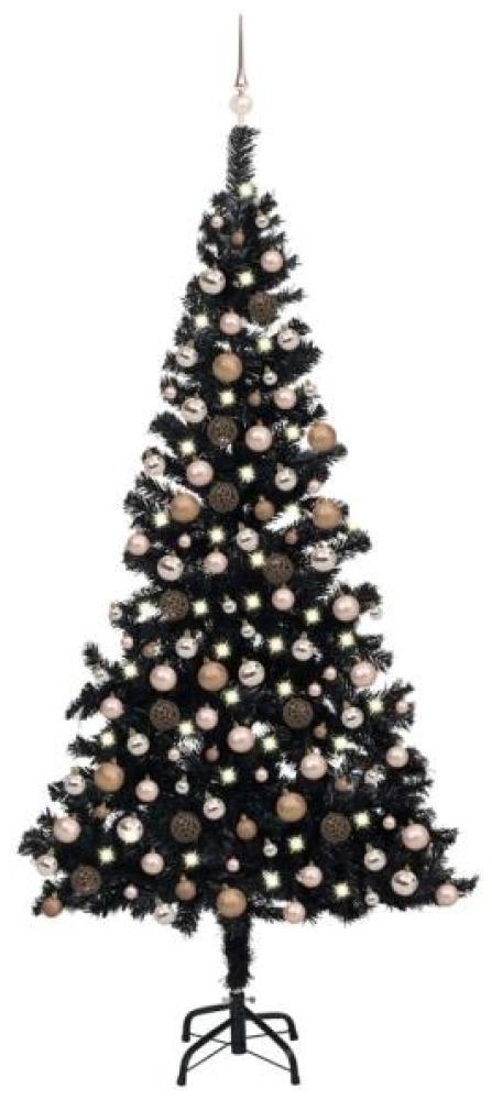 vidaXL Künstlicher Weihnachtsbaum mit LEDs & Kugeln Schwarz 240cm PVC, Mit Beleuchtung [3077592] Bild 1