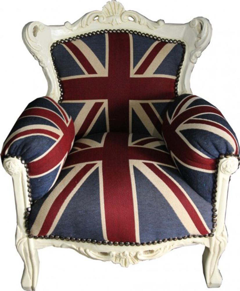 Casa Padrino Barock Kinder Sessel Union Jack / Creme - Thron England Englische Flagge Tron Bild 1