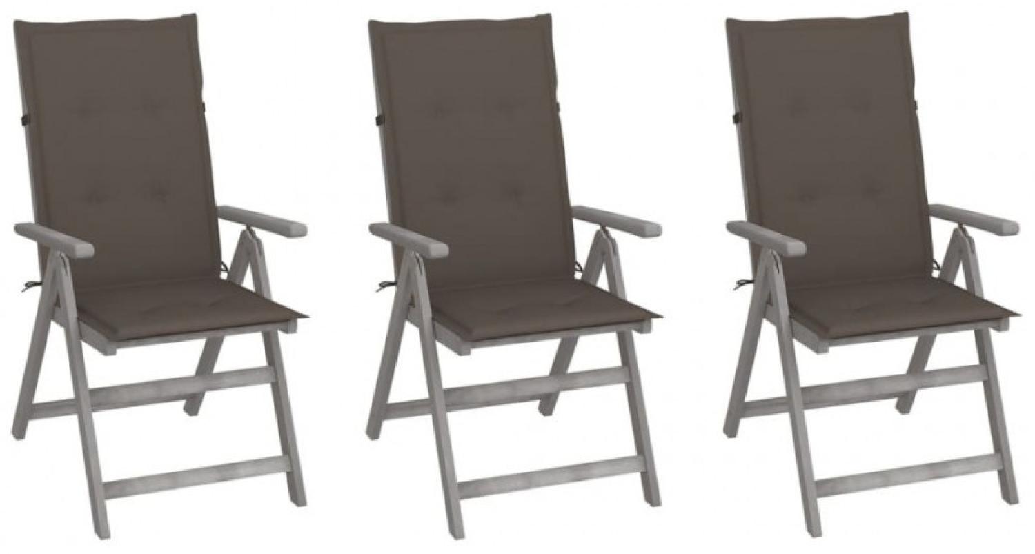 Verstellbare Gartenstühle 3 Stk. mit Auflagen Massivholz Akazie Bild 1