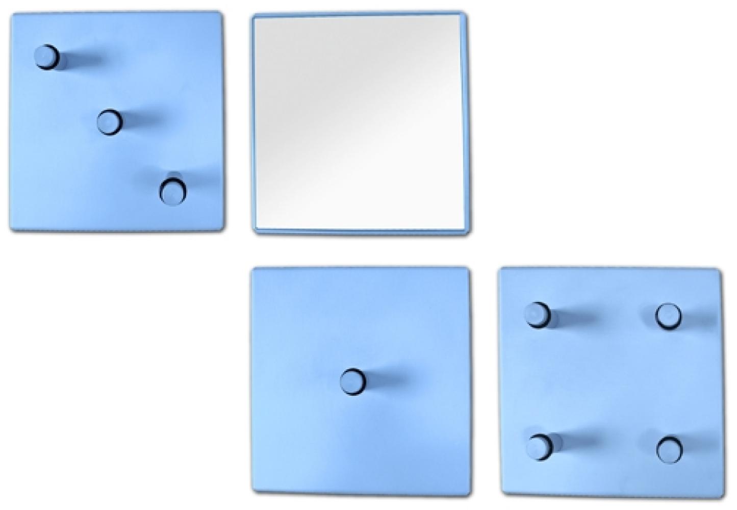 Garderobenhaken >Domino< in Blau aus Metall, Spiegelglas - 15x15x6cm (BxHxT) Bild 1