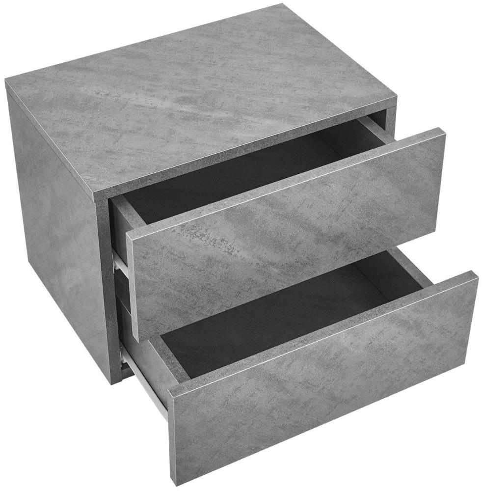 Juskys Wandschrank Nachttisch hängend Holz 40x29x30 cm BTH - mit 2 Schubladen - Wandmontage - Nachtkommode stabil - Nachtschrank Grau Bild 1
