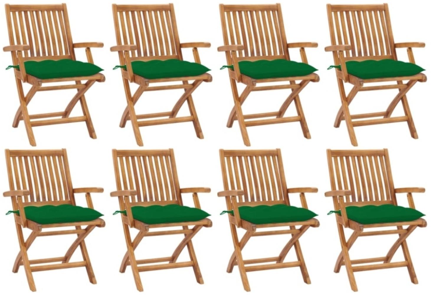 Klappbare Gartenstühle mit Kissen 8 Stk. Massivholz Teak Bild 1