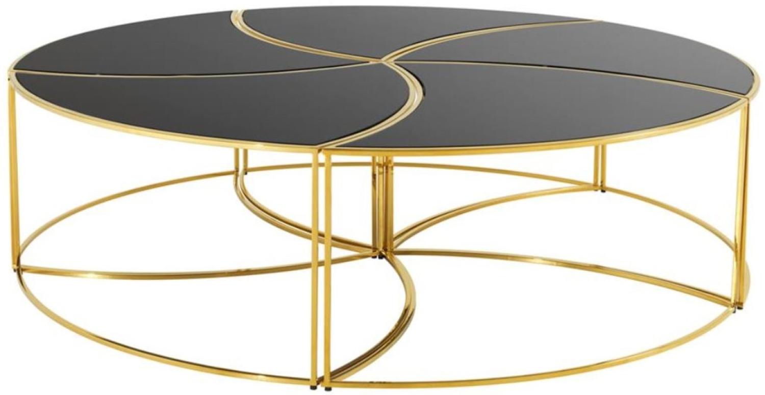 Casa Padrino Luxus Couchtisch Gold / Schwarz Ø 150 x H. 40 cm - Designer Wohnzimmermöbel Bild 1