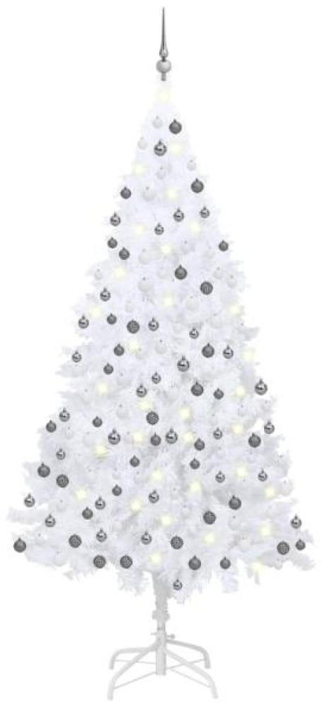 vidaXL Künstlicher Weihnachtsbaum mit LEDs & Kugeln Weiß 210 cm PVC, Mit Beleuchtung [3077714] Bild 1