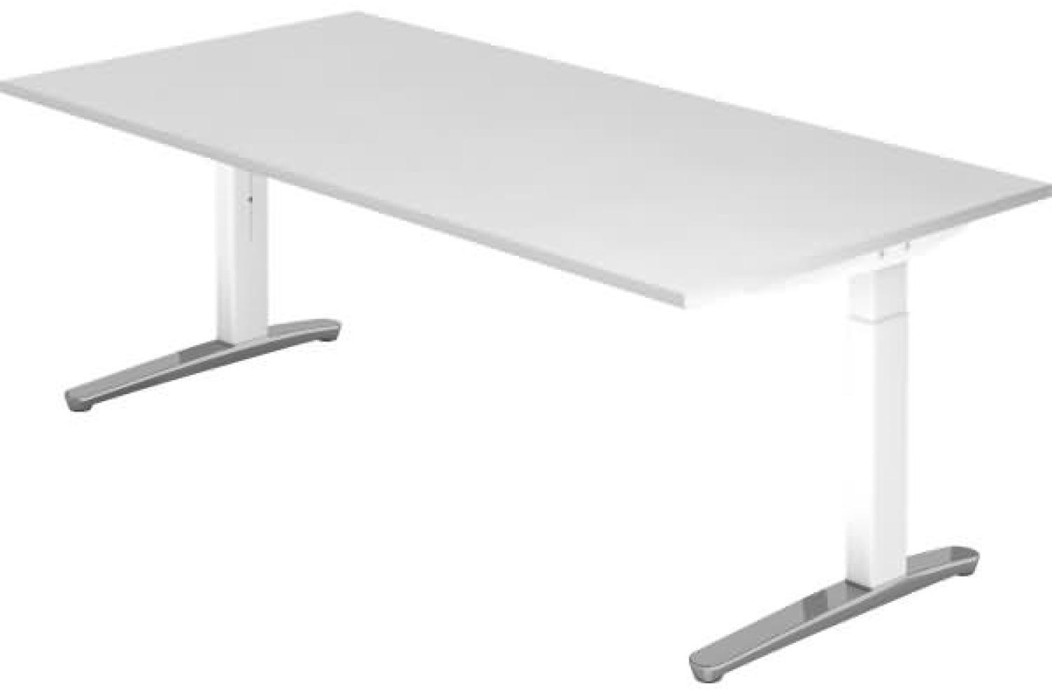 'XB2E' Schreibtisch C-Fuß poliert 200x100cm Weiß Weiß Bild 1