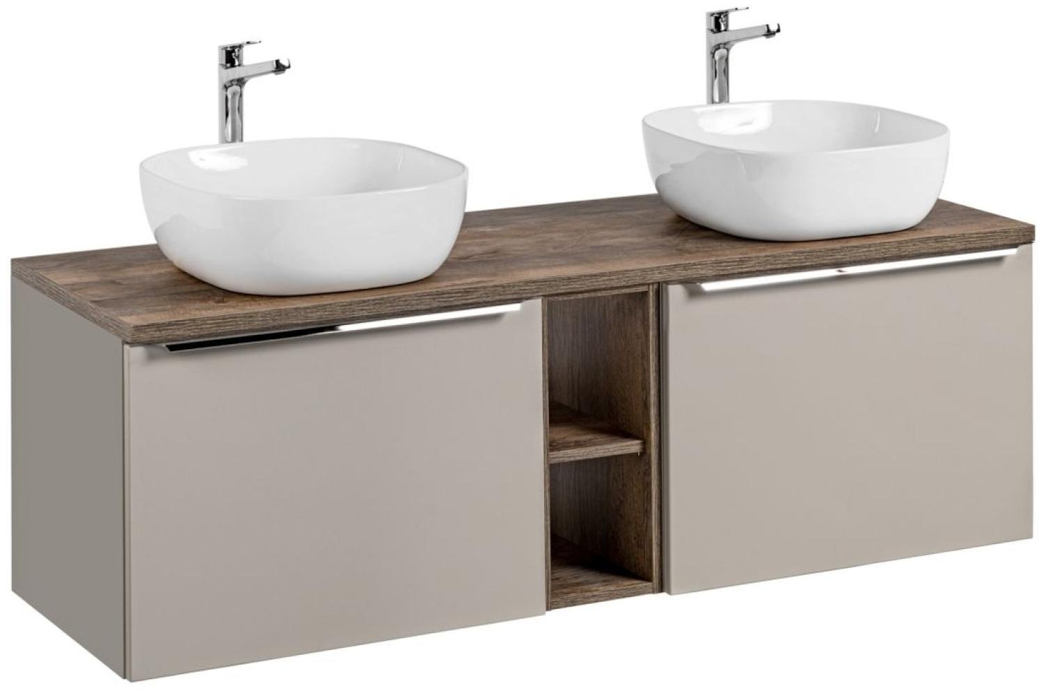 Waschtischunterschrank 5-tlg AKAN 140cm Taupe inkl. Waschtisch Bild 1