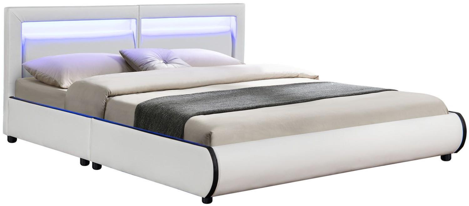 Juskys Polsterbett mit LED-Beleuchtung 'Murcia' Weiß 180 x 200 cm, ohne Matratze Bild 1
