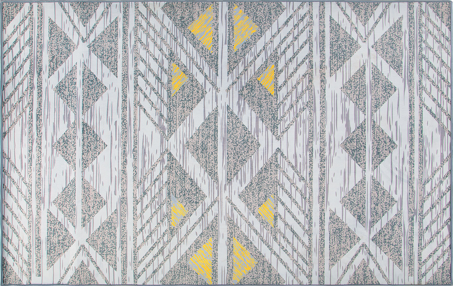 Teppich grau-gelb 160 x 230 cm geometrisches Muster Kurzflor KARGI Bild 1