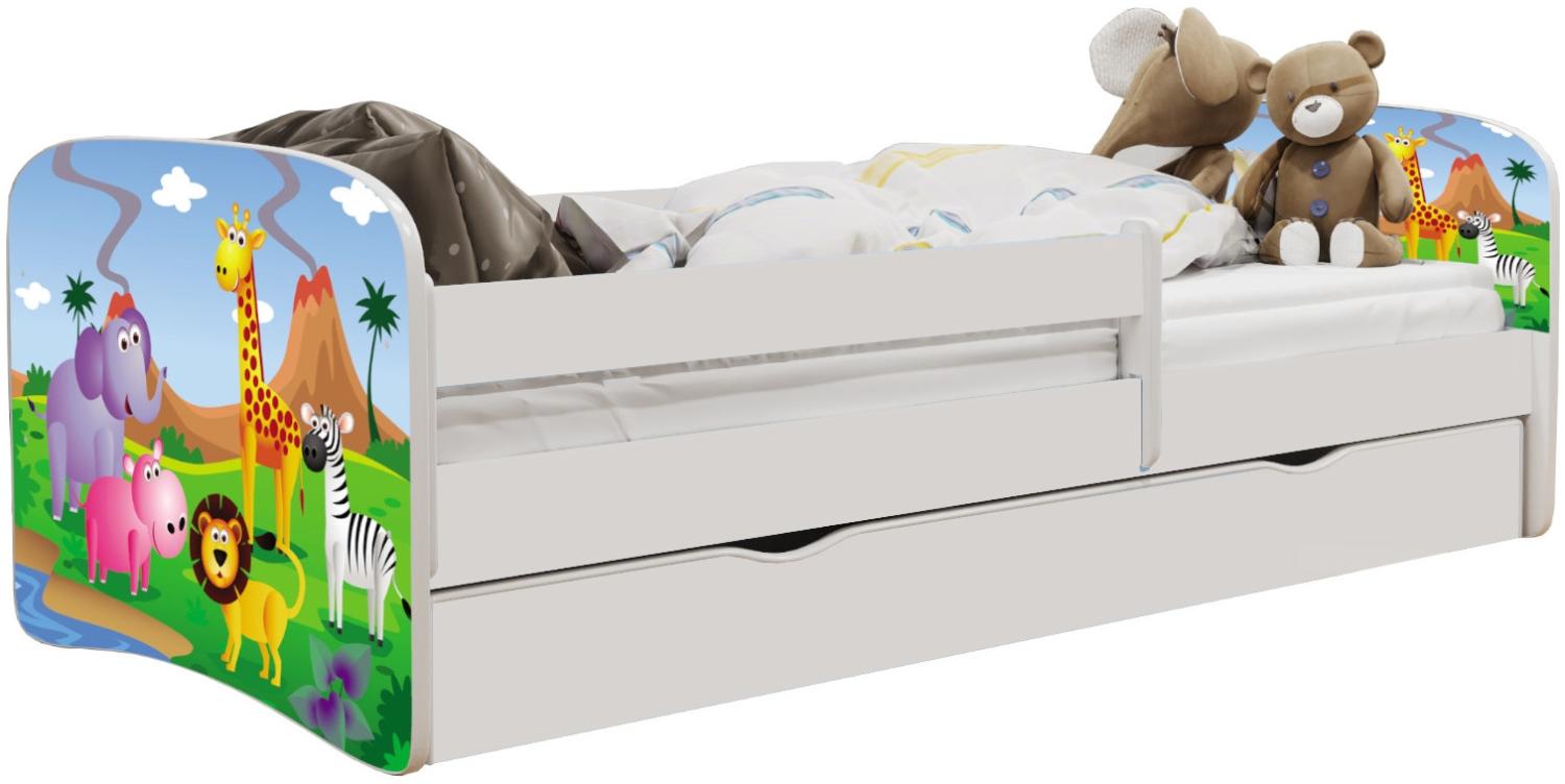 Kinderbett Jona inkl. Rollrost + Matratze + Bettschublade 70*140 cm Weiß Bild 1