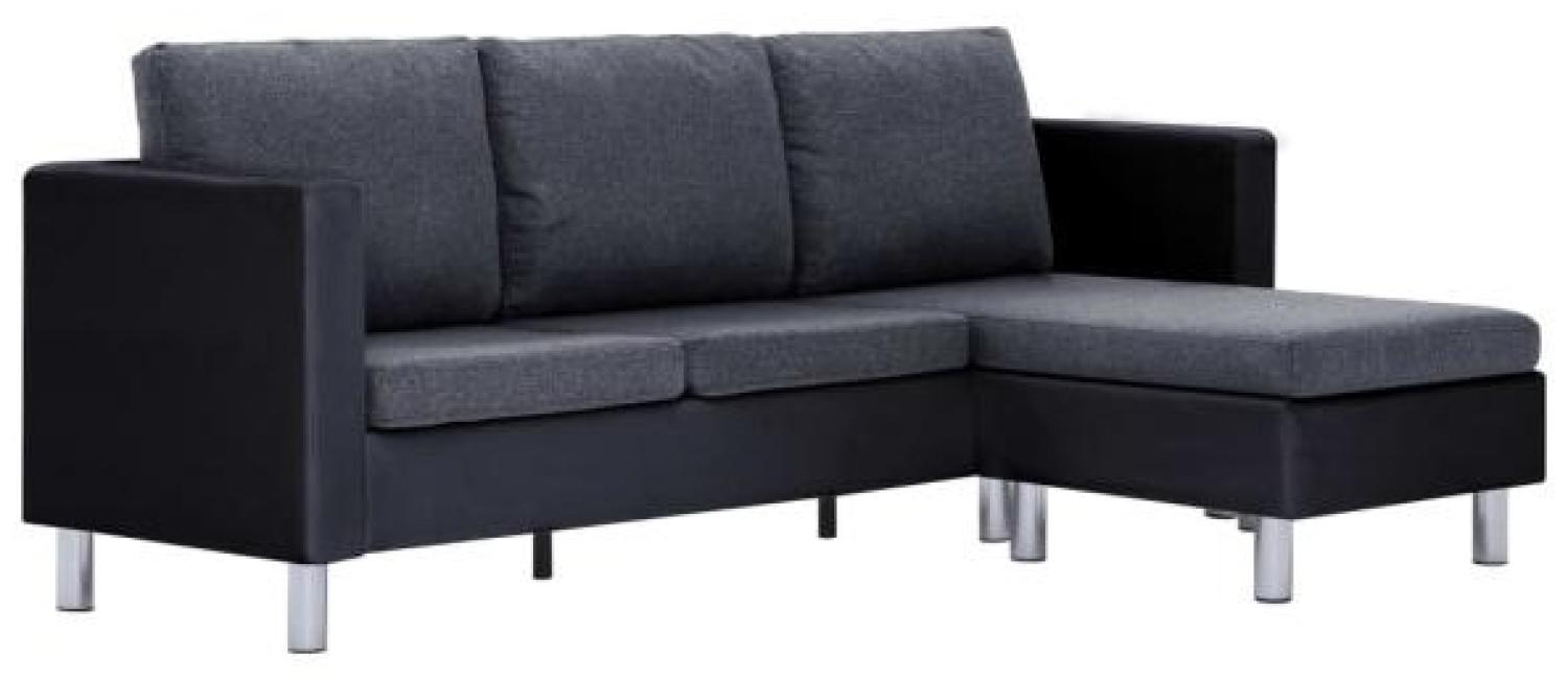 vidaXL 3-Sitzer-Sofa mit Kissen Schwarz Kunstleder [282205] Bild 1